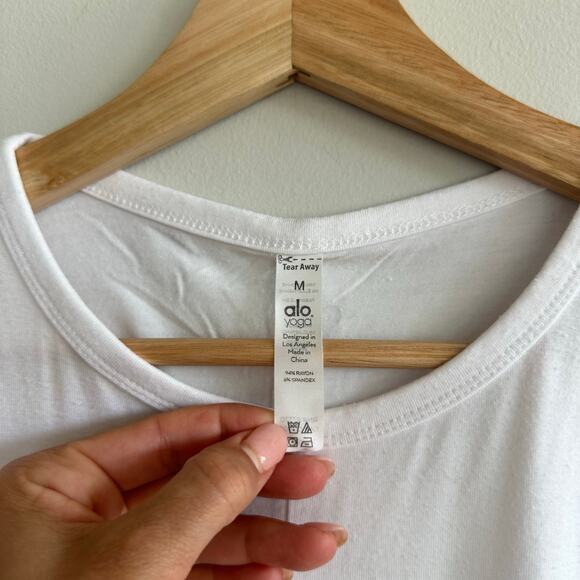 ALO Yoga Crew Neck Cover Crop Tank White M - Picture 6 of 7